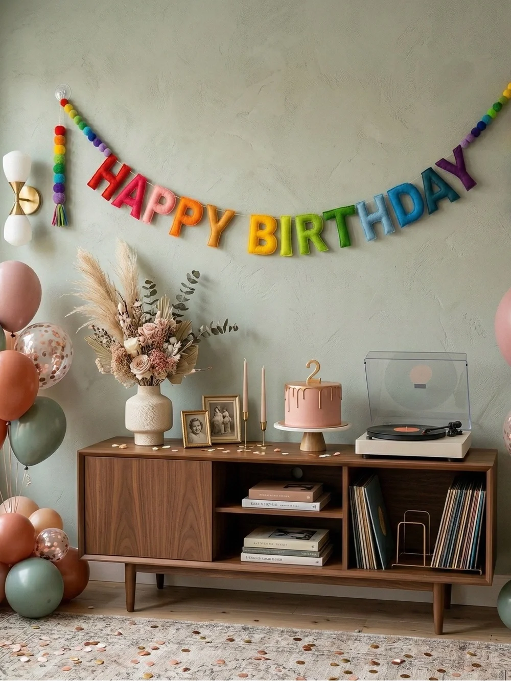NWT Rainbow Felt Happy Birthday Banner